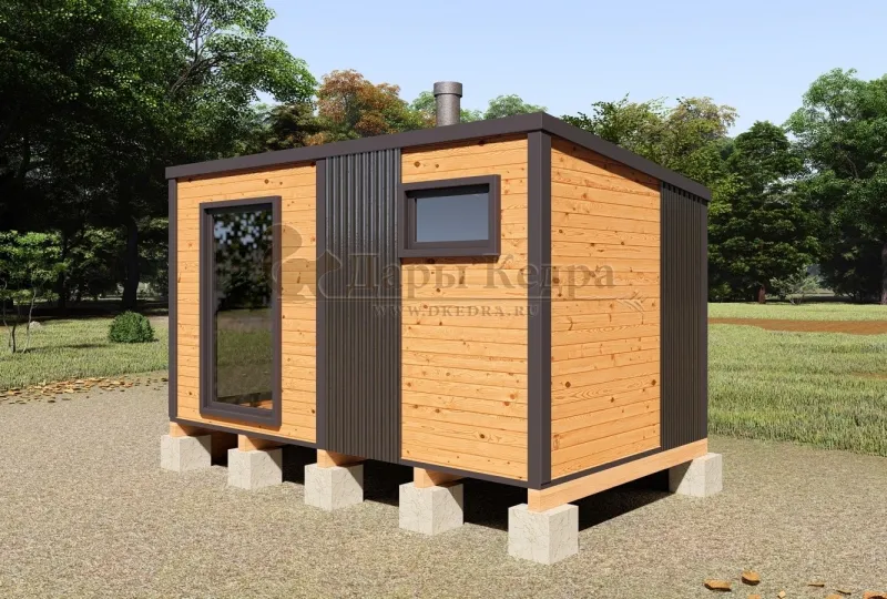 Каркасная баня «Лофт» из кедра 4х2,2 метра