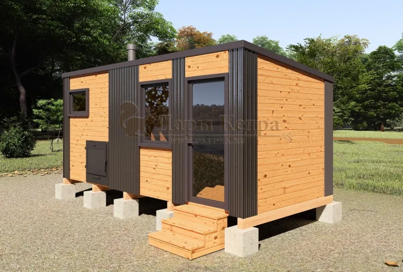 Каркасная баня «Лофт» из кедра 5х2,2 метра