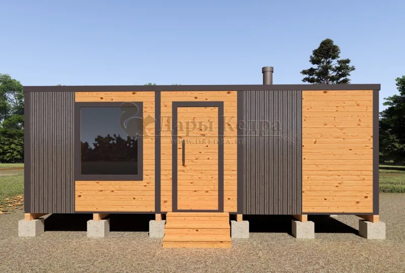 Каркасная баня «Лофт» из кедра 6х2,2 метра (вариант 1)