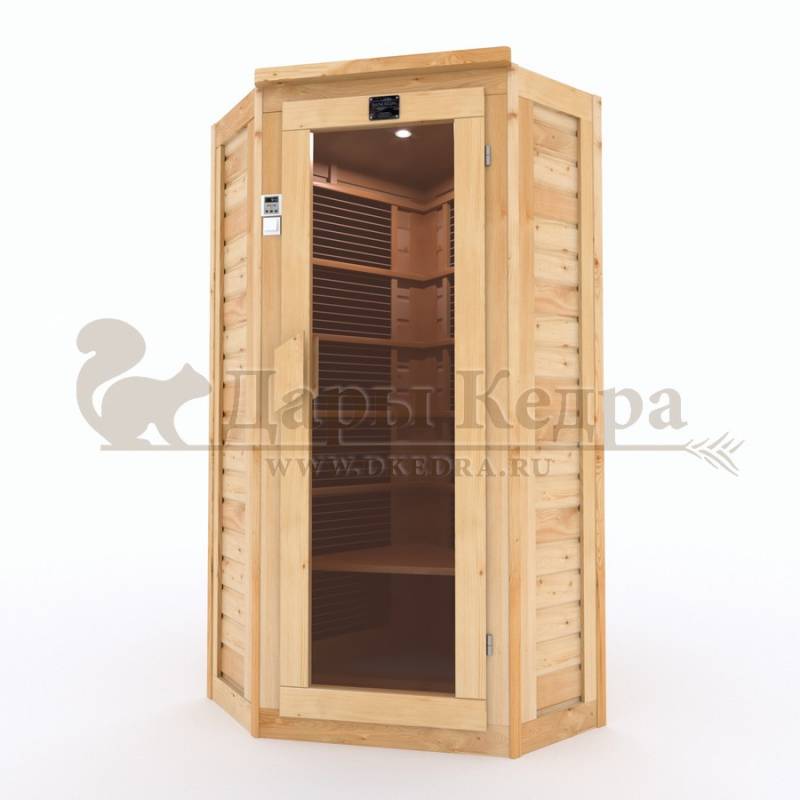 Одноместная угловая инфракрасная сауна кабина из кедра и липы с карбоновыми излучателями